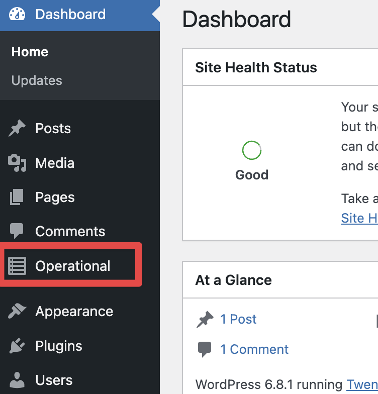 operational wordpress plugin